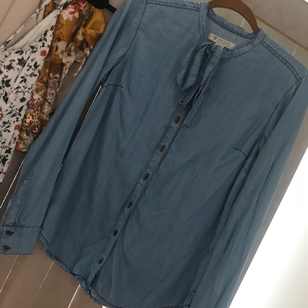 Guess brand - jean button up with collar tie!
